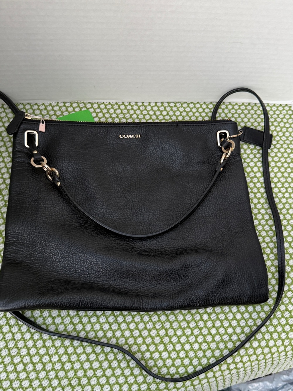 Coach Black Pebbled Leather Shoulder Bag with Gold Hardware